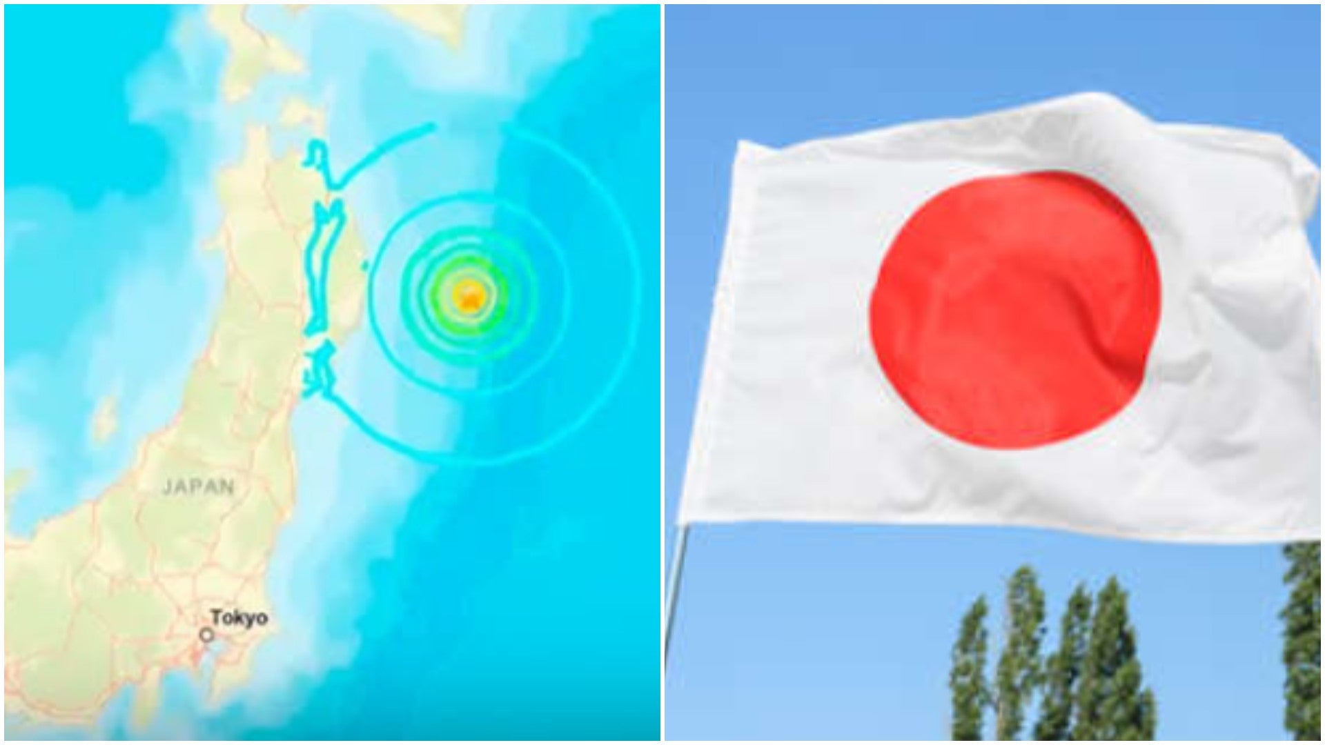 Mapa sísmico de Japón / Bandera de Japón - Fotos: X