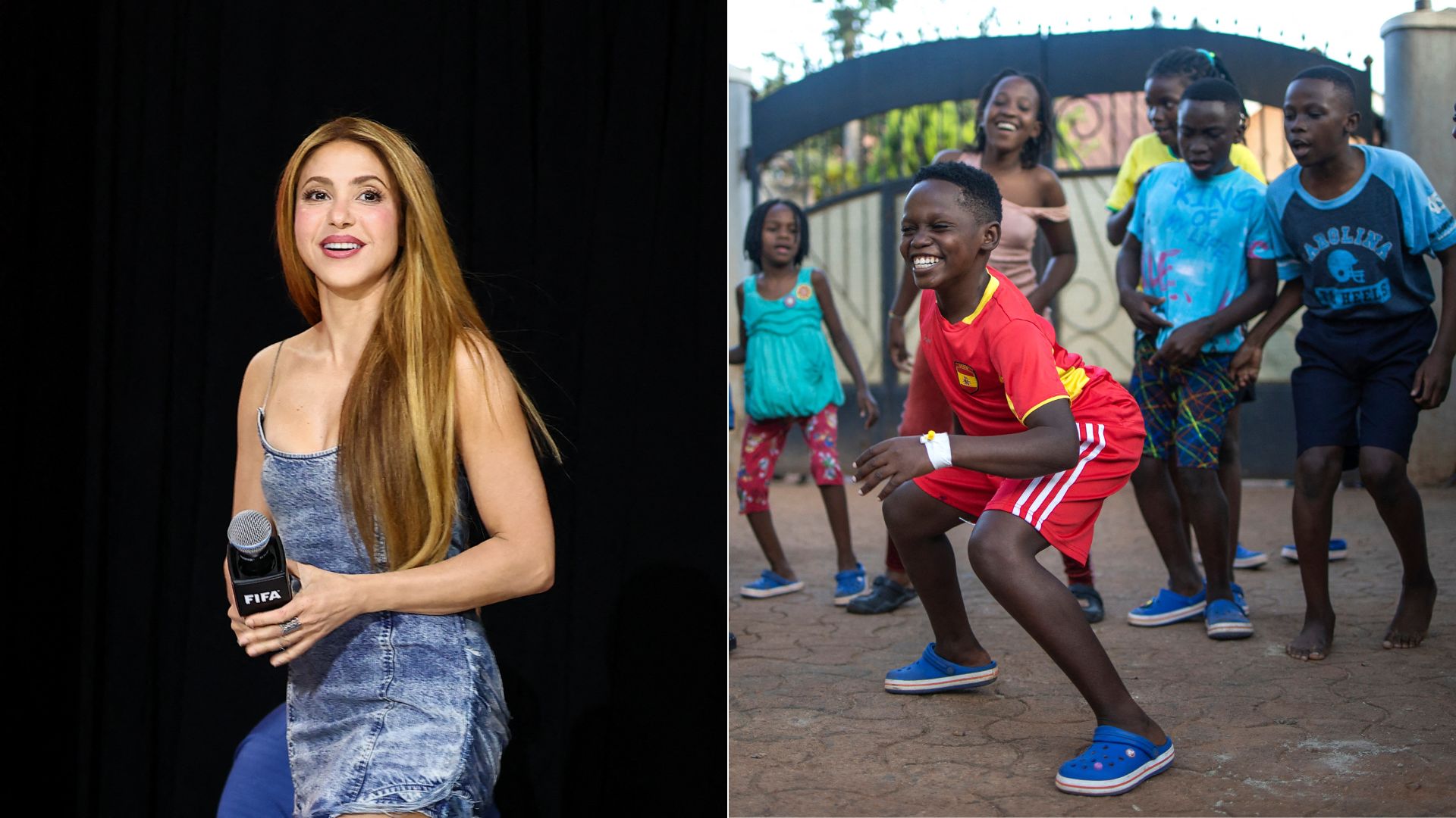 Shakira y bailarines de Ghetto Kids de Uganda - Fotos: AFP