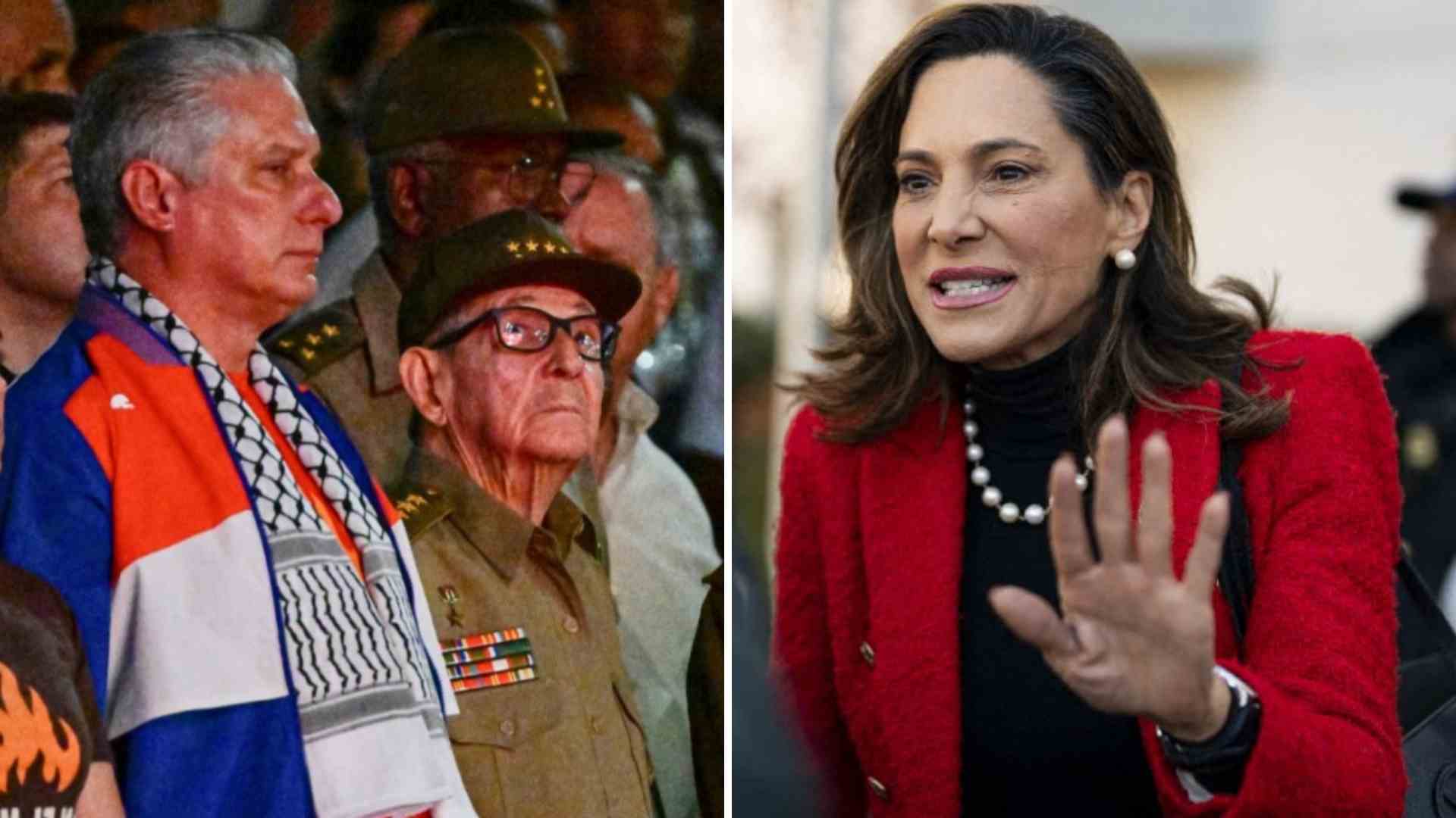 Miguel Díaz-Canel, Raúl Castro y María Elvira Salazar - AFP/EFE