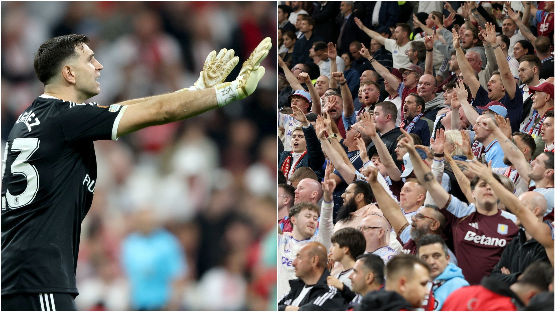 Emiliano Martínez, portero argentino / Fanáticos del Aston Villa - Fotos: EFE