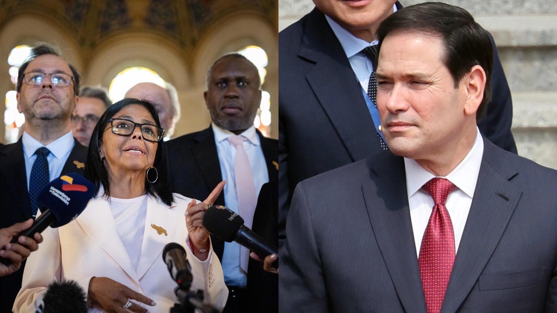 Delcy Rodríguez y Marco Rubio. (EFE)