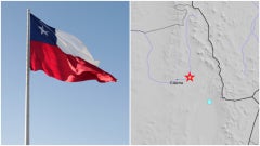 Bandera de Chile / Sismo localizado en Calama - Fotos: EFE / earthquake.usgs.gov