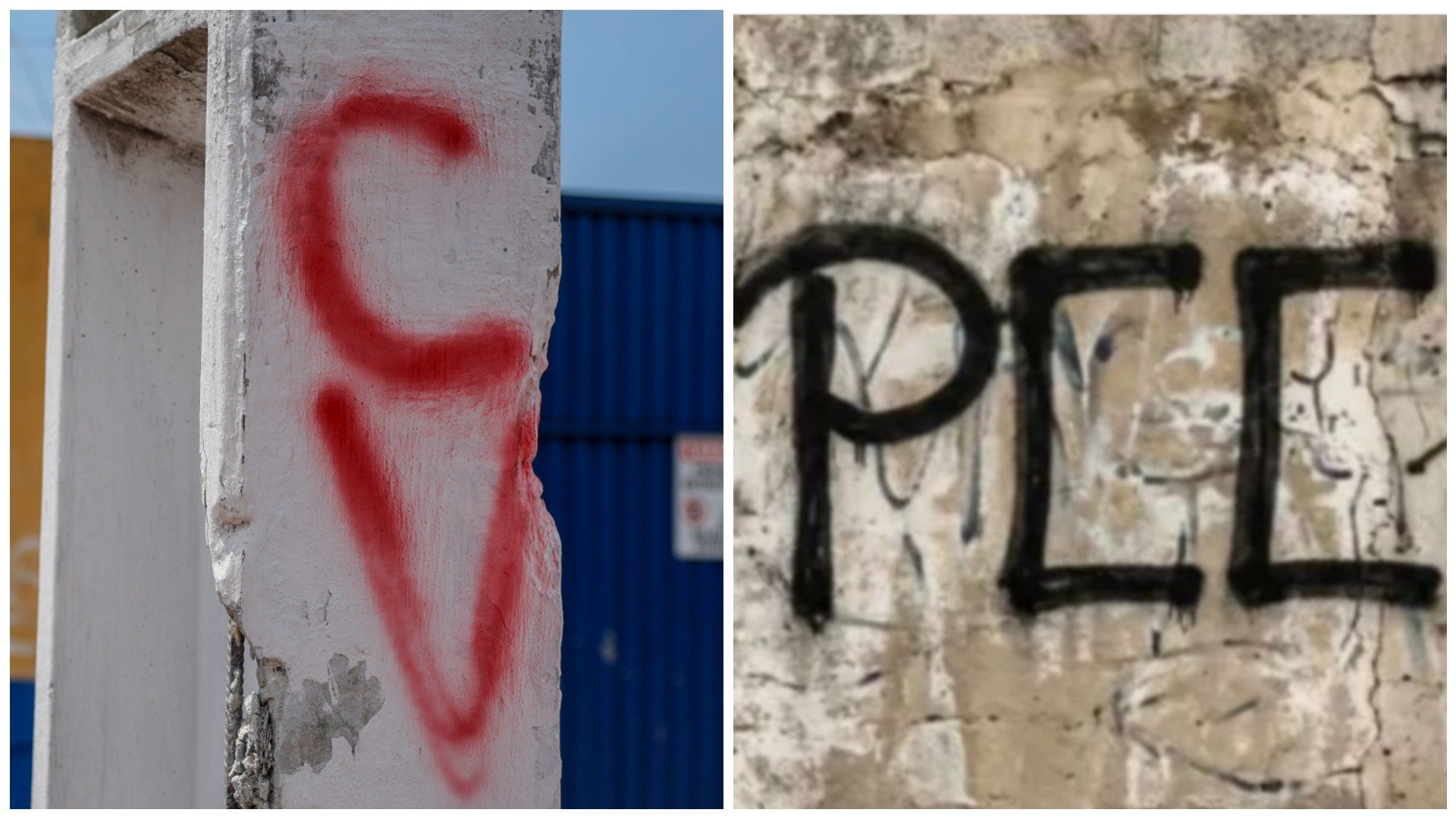 Grafitis con las iniciales de las organizaciones criminales brasileñas Comando Vermelho y Primeiro Comando da Capital - Fotos: EFE / X