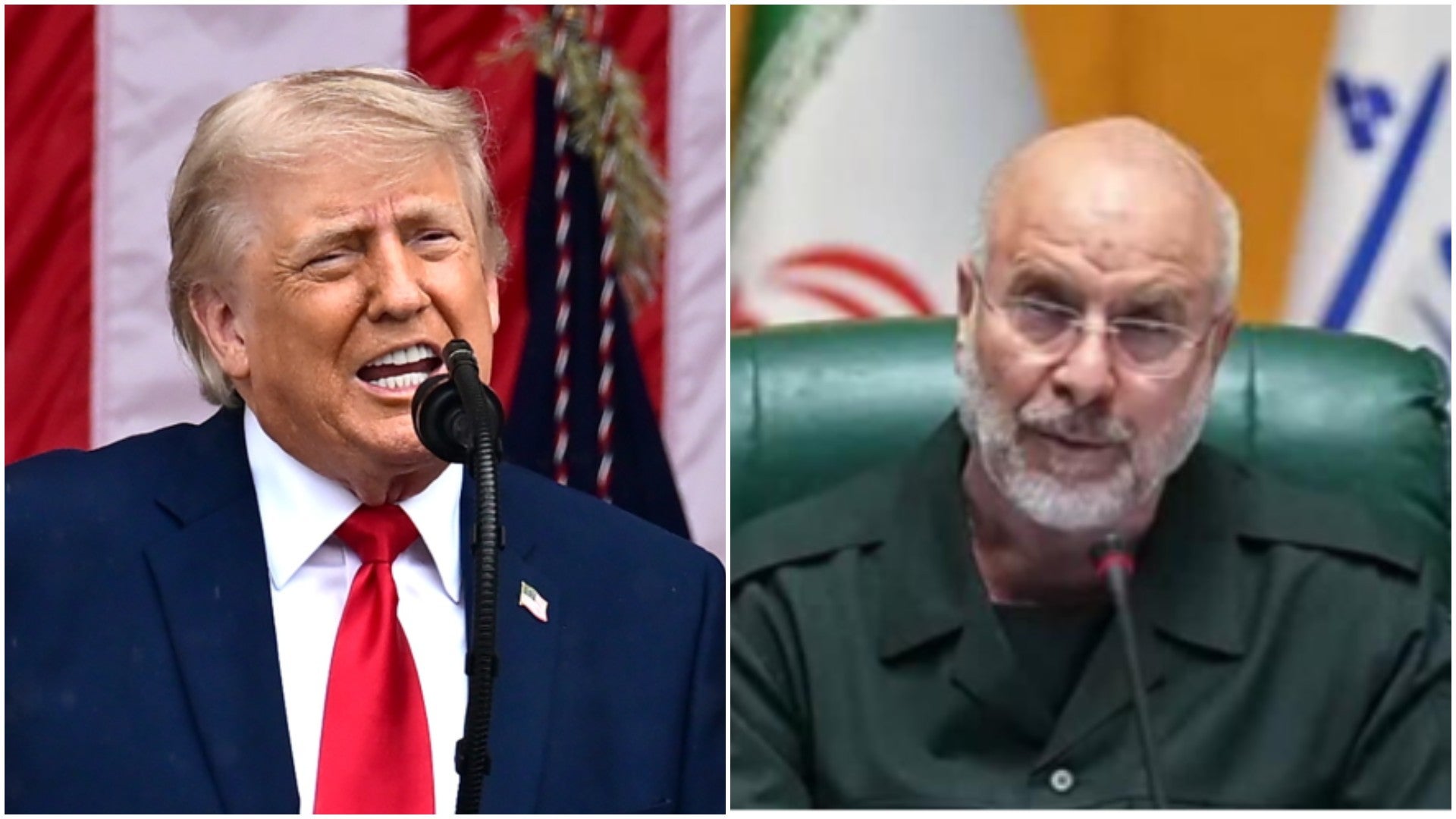 Donald Trump, presidente de EE. UU. / Mohammad Baqer Qalibaf, presidente del Parlamento del régimen de Irán - Fotos: EFE / X