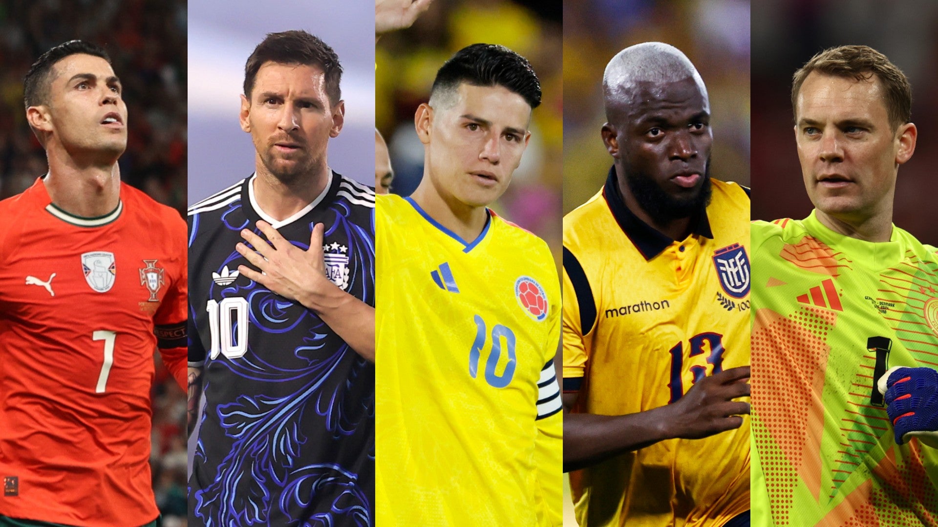 Cristiano Ronaldo, Messi, James Rodríguez, Enner Valencia y Manuel Neuer | Fotos: EFE