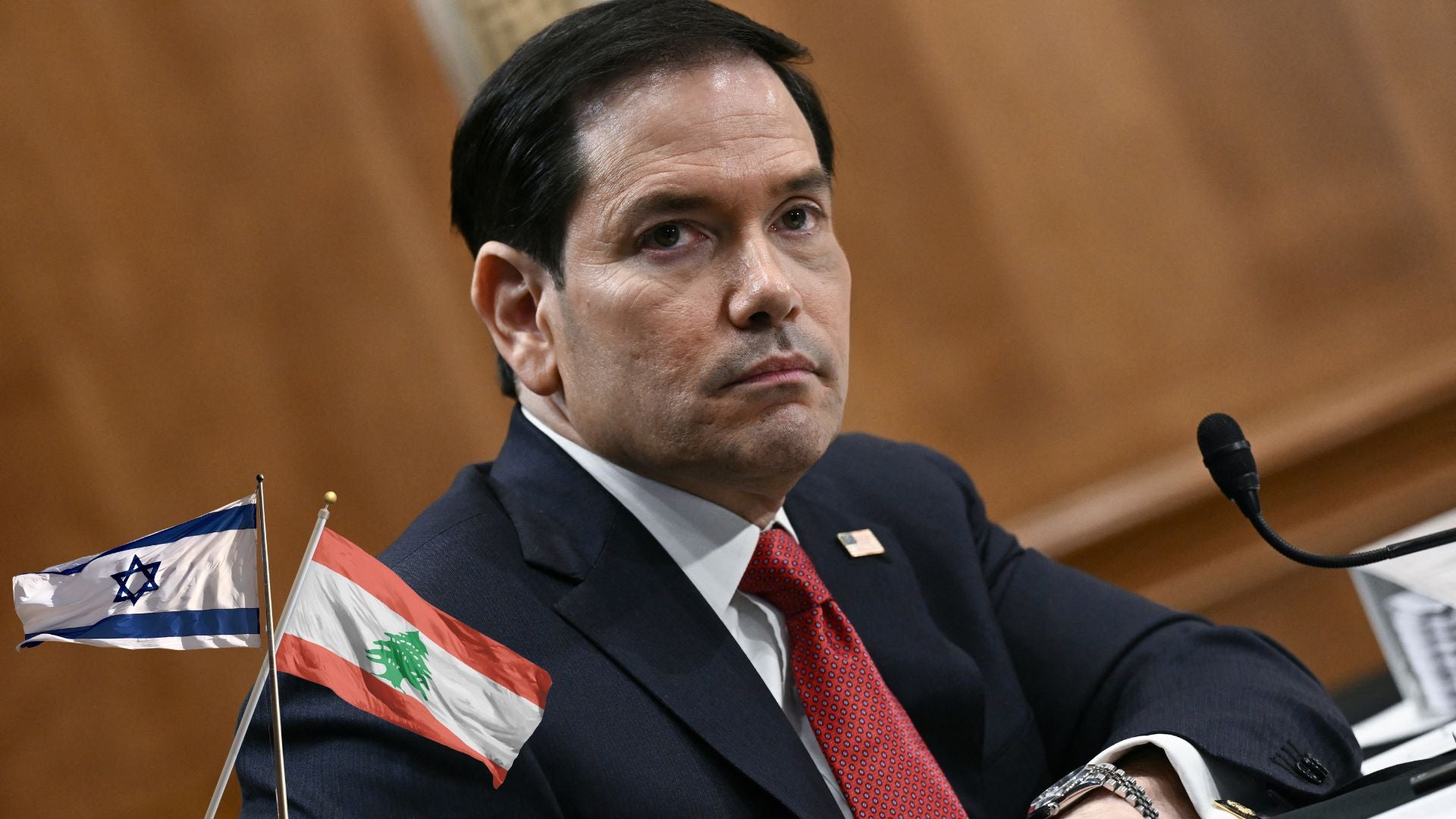 Secretario de Estado, Marco Rubio / Banderas de Israel y Líbano - Fotos: AFP/Canva