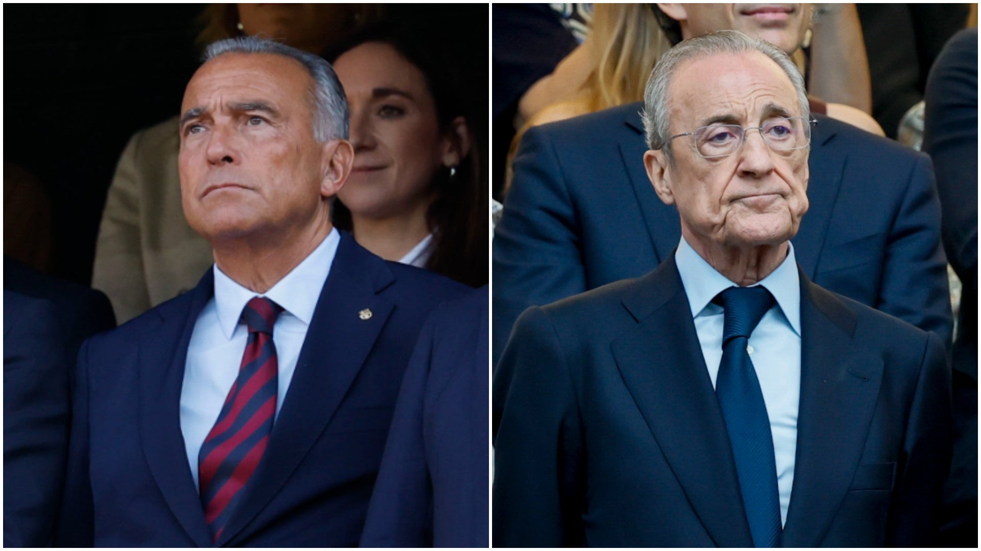 Rafael Yuste, presidente en funciones del FC Barcelona / Florentino Pérez, presidente del Real Madrid - Fotos: EFE