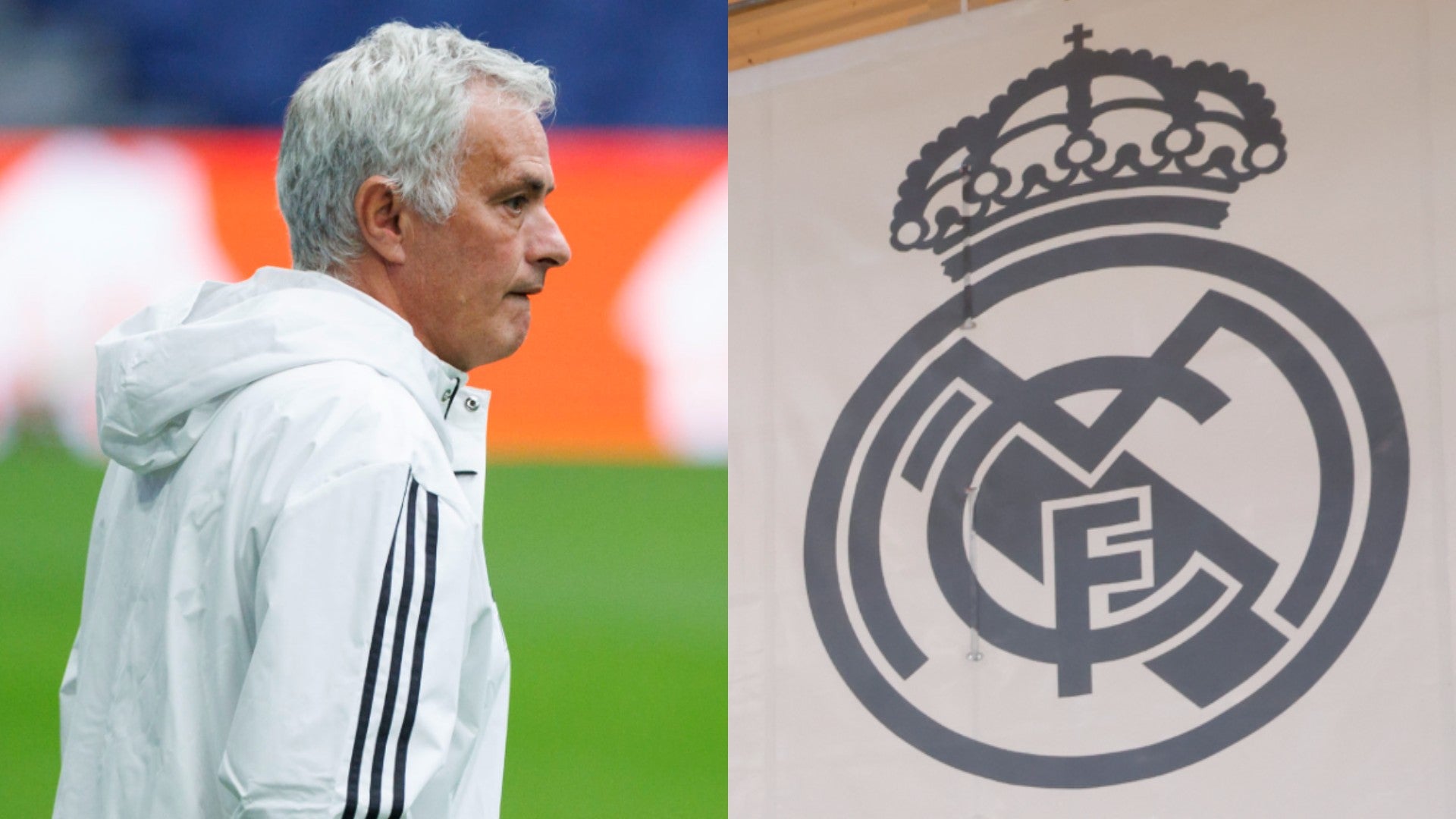 José Mourinho, DT portugués / Escudo del Real Madrid - Fotos: EFE