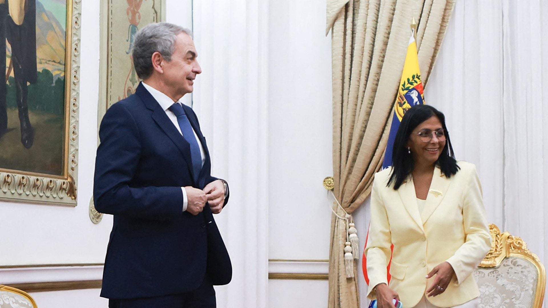 José Luis Rodríguez Zapatero/ Delcy Rodríguez - Foto AFP