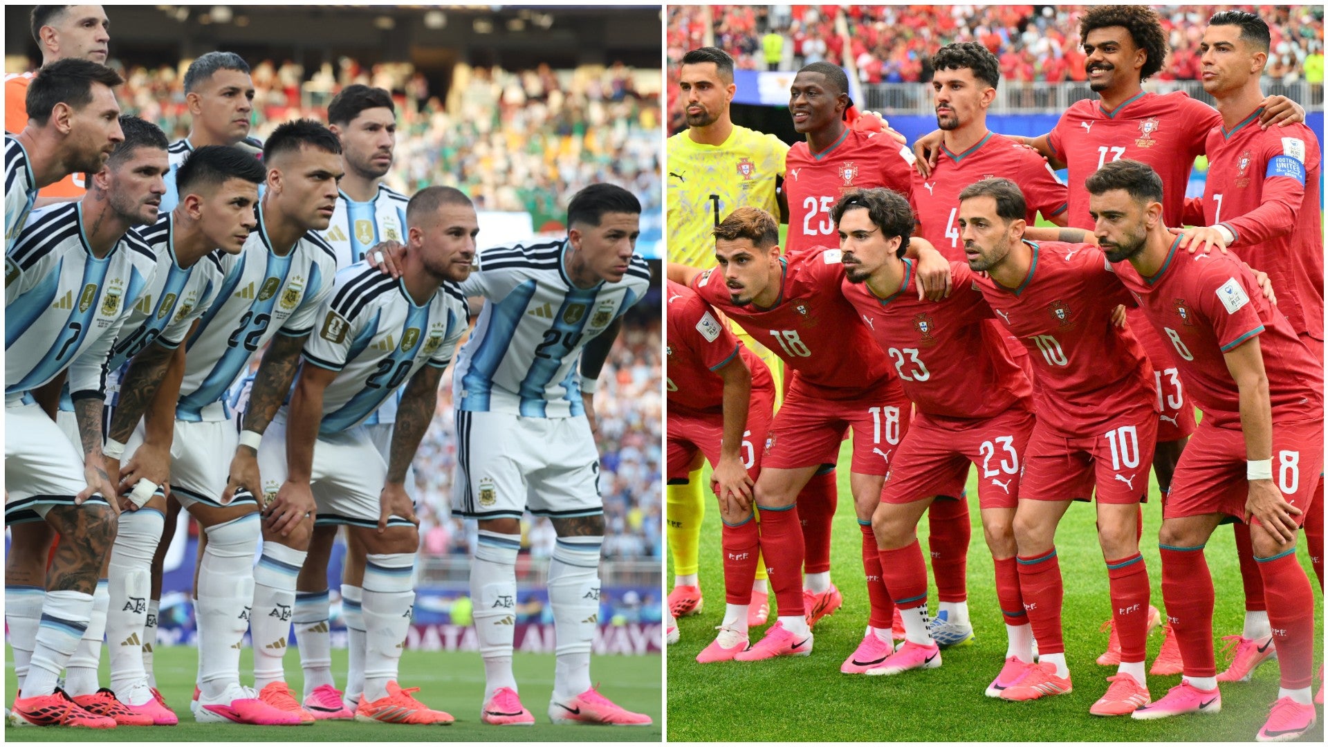 Jugadores de la selección de Argentina / Jugadores de la selección de Portugal - Fotos: EFE