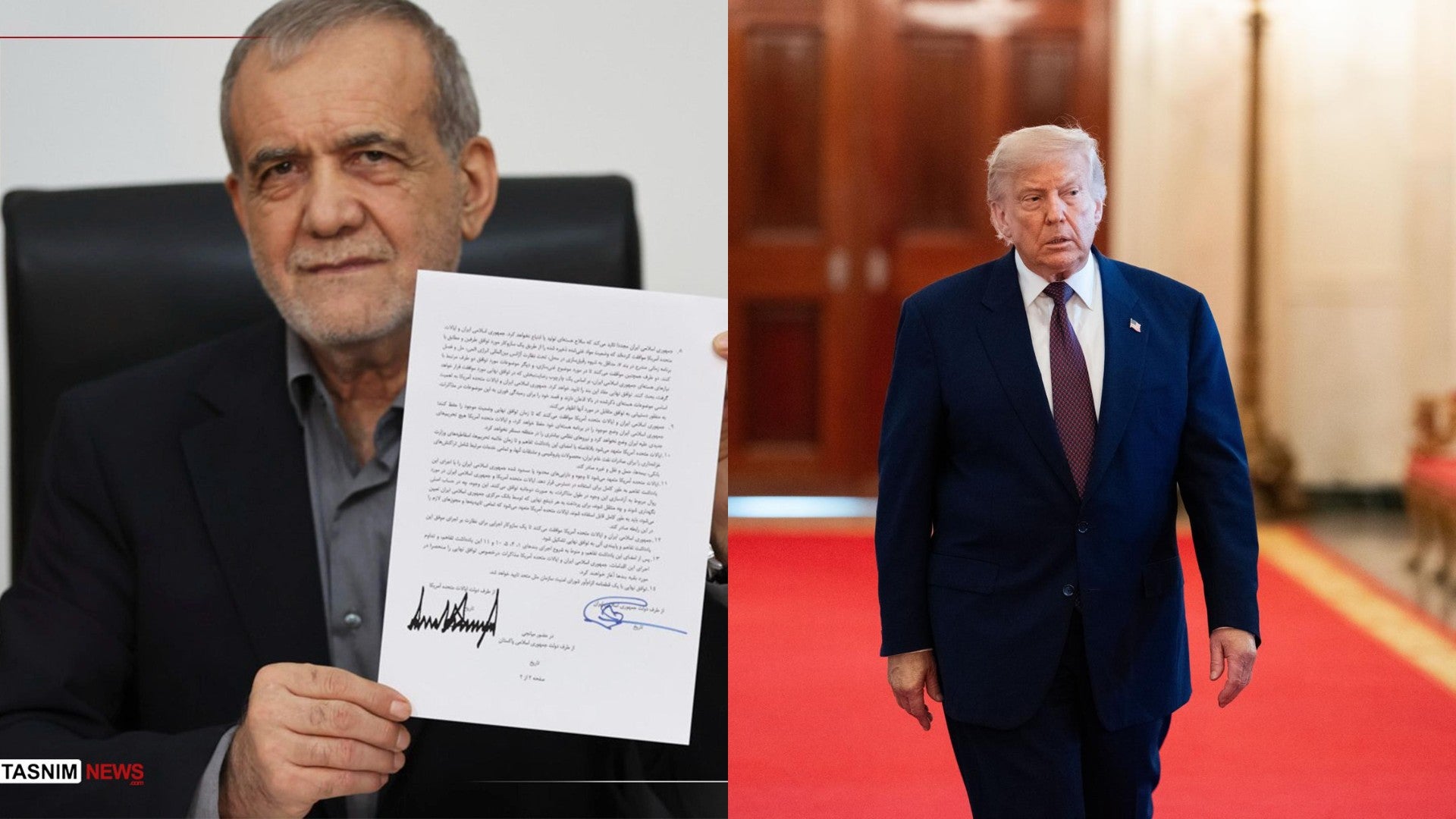 Presidente del régimen de Irán, Masud Pezeshkian, y Donald Trump. (EFE)
