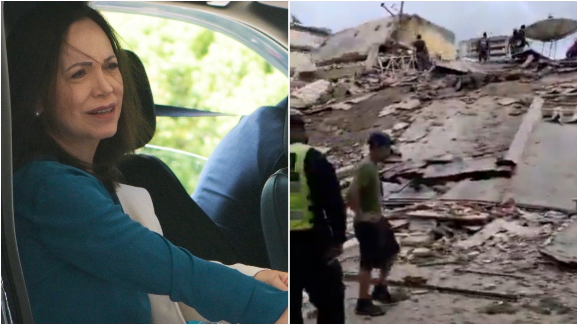 María Corina Machado, Premio Nobel de la Paz / Daños materiales que dejó reciente sismo en Venezuela - Fotos: EFE / X