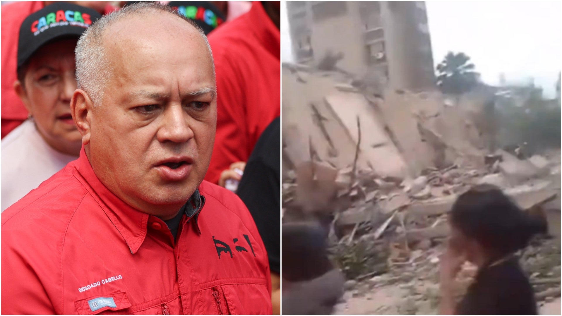 Diosdado Cabello, ministro de Relaciones Interiores, Justicia y Paz del régimen venezolano / Daños materiales que dejó reciente sismo en Venezuela - Fotos: EFE / X