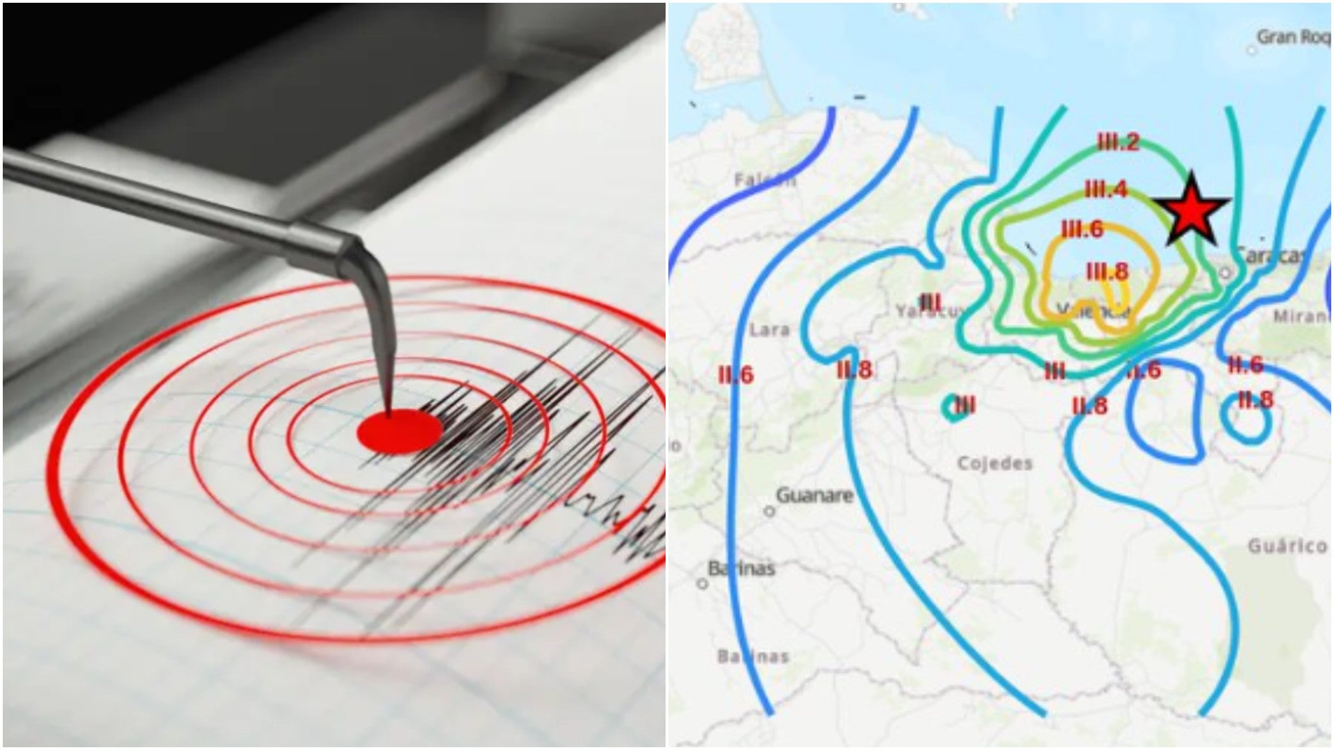 Sismógrafo / Mapa de intensidad (Venezuela) - Fotos: Pexels / X