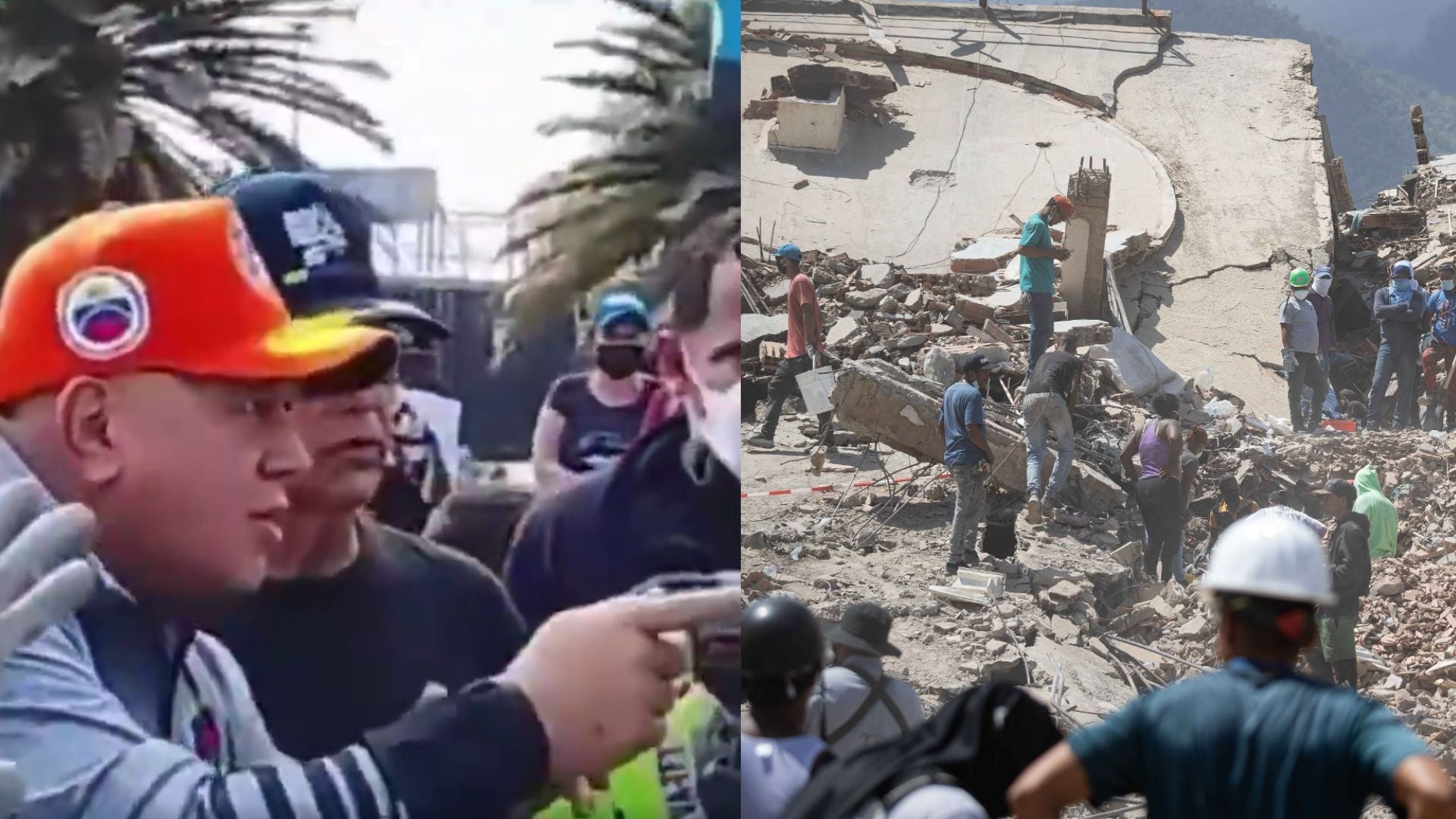 Diosdado Cabello discute con rescatista .. Foto: Captura / Terremoto en Venezuela - Foto: EFE