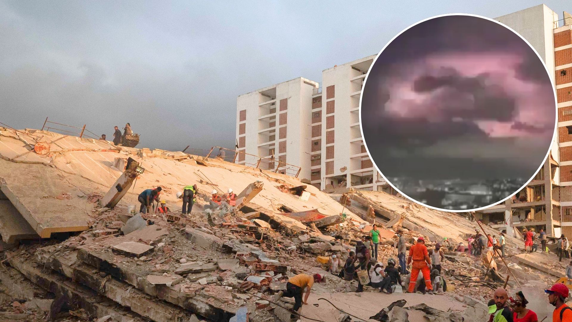 Daños provocados por terremotos registrados en La Guaira, Venezuela / Descargas eléctricas en el cielo de la costa venezolana - Fotos: EFE / X