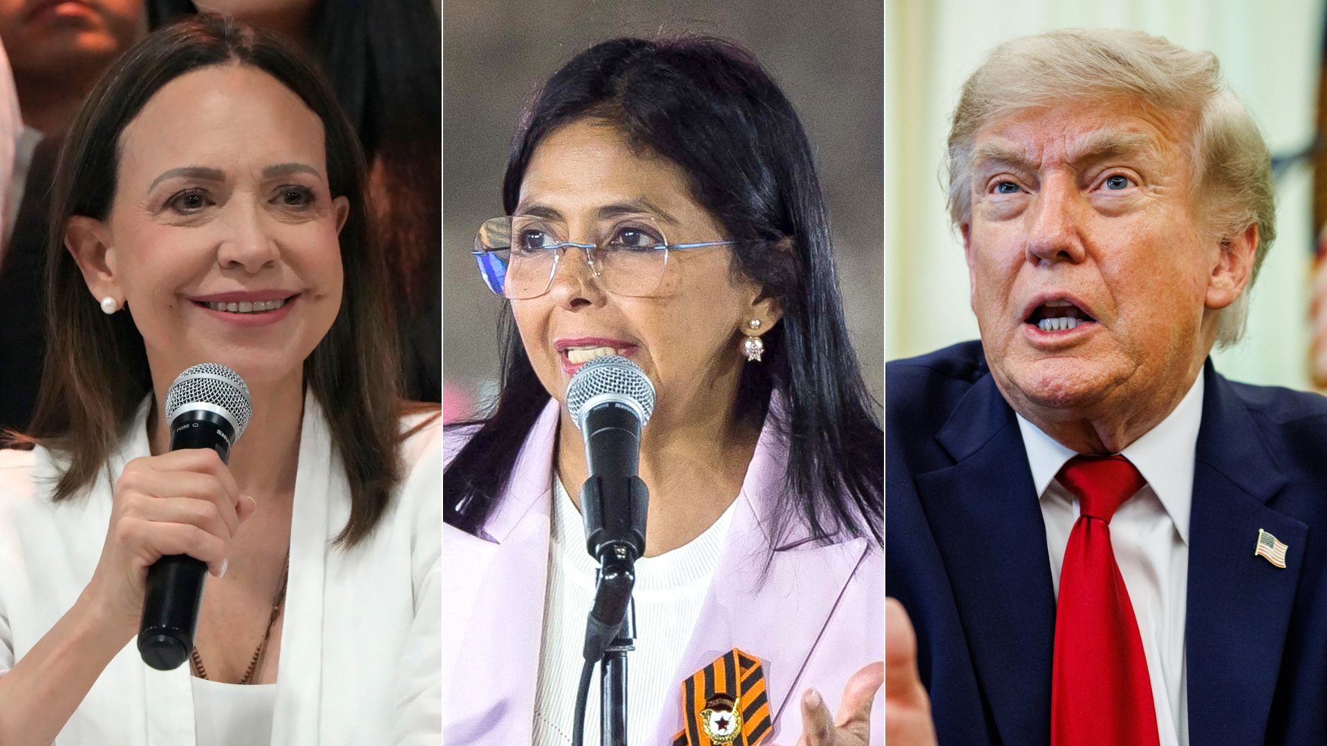 María Corina Machado, Delcy Rodríguez y Donald Trump | Foto: EFE