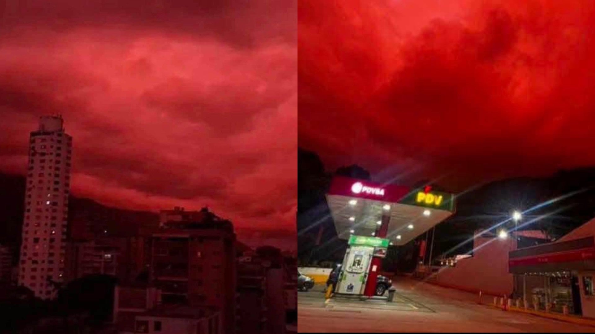 El Cielo Rojo que se vio en Caracas, Venezuela / FOTO: Captura de pantalla