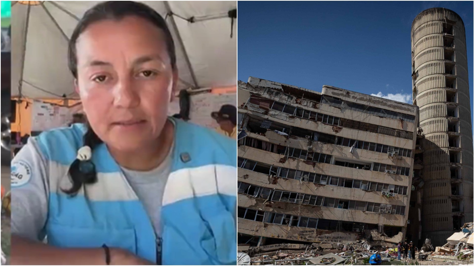 Diana Corrales, líder del Contingente USAR COL-1 / Conjunto residencial en La Guaira devastado por terremotos - Fotos: NTN24 / EFE