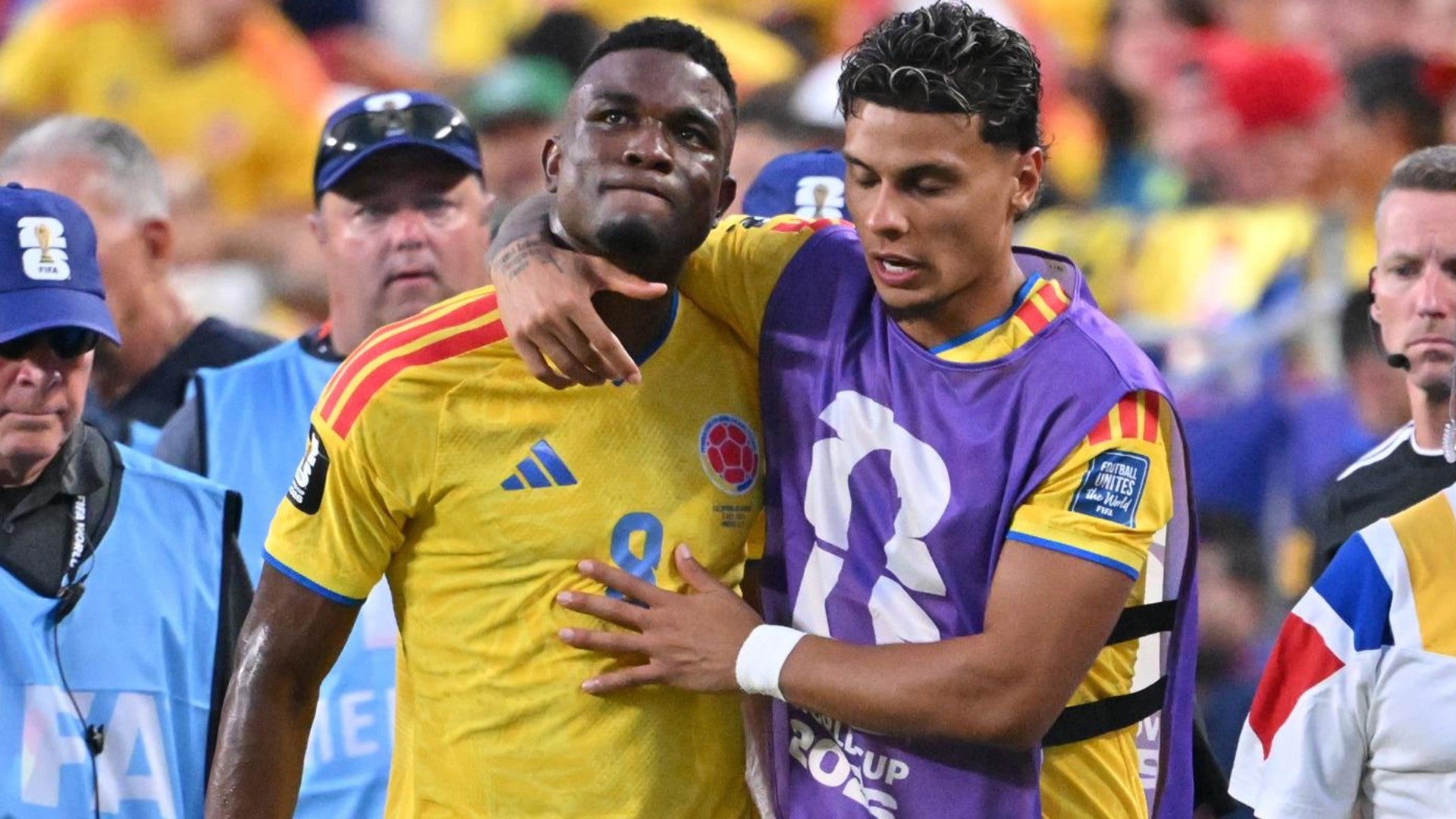 Jhon Córdoba salió lesionado en el partido entre Colombia y Ghana / FOTO: EFE