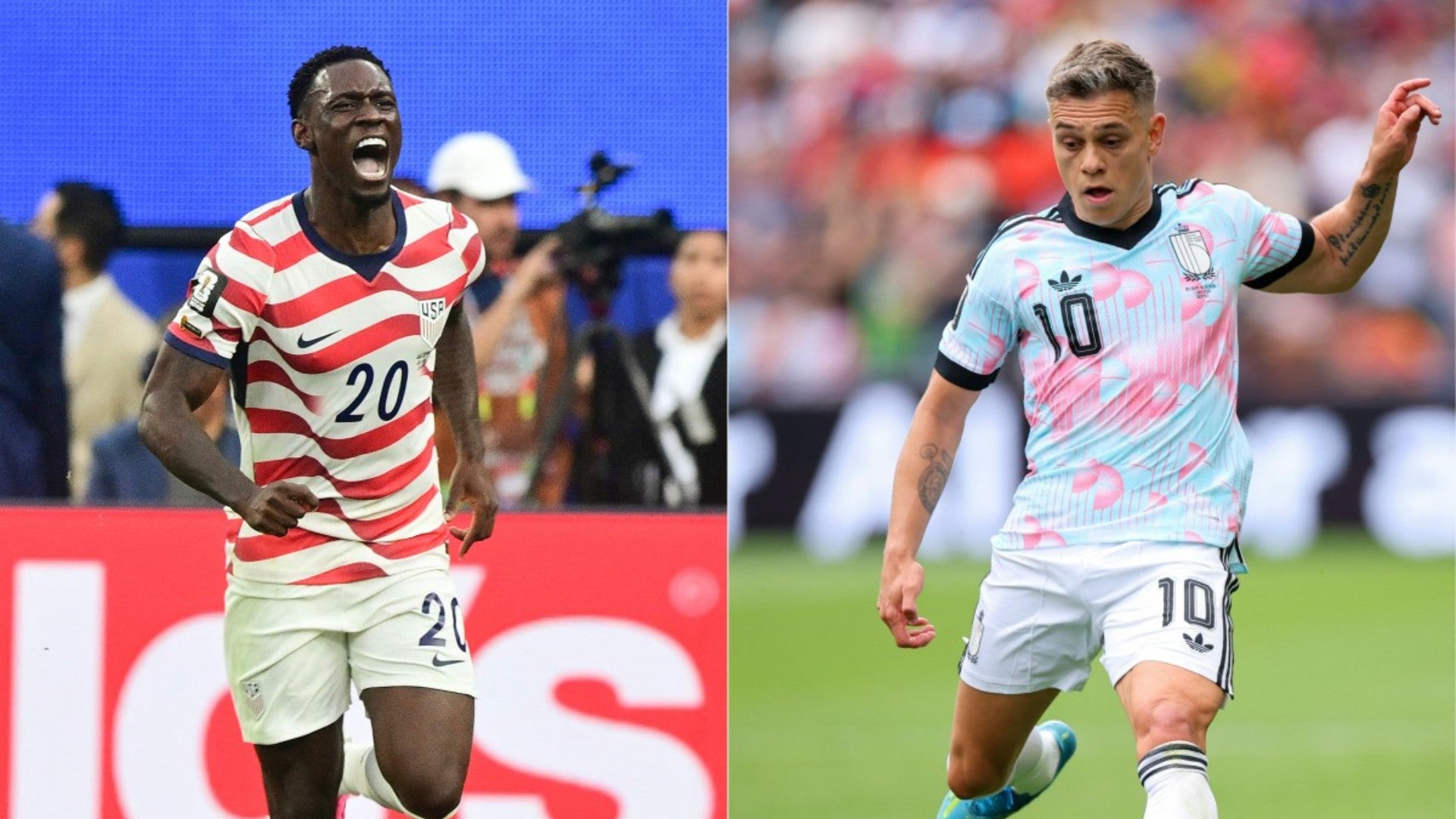 Folarin Balogun, jugador de EE. UU., y Leandro Trossard, jugador de Bélgica - Fotos: AFP