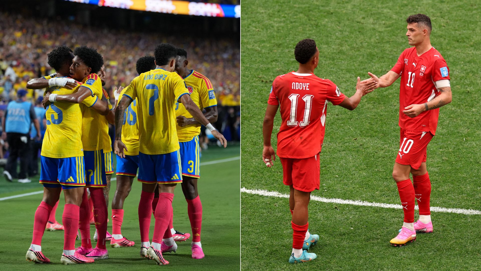 Futbolistas de las selecciones de Colombia y Suiza - Fotos: AFP