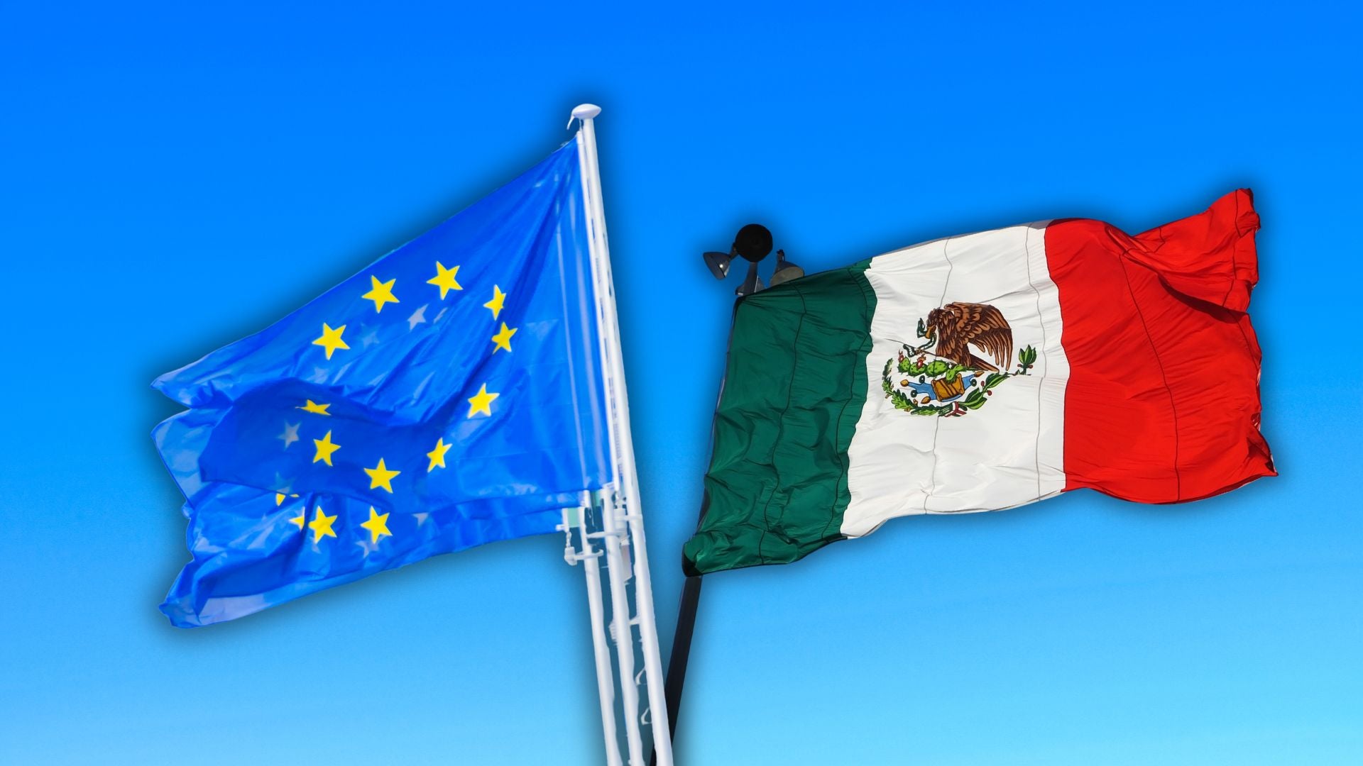 Banderas del Parlamento Europeo y México - Foto: Canva