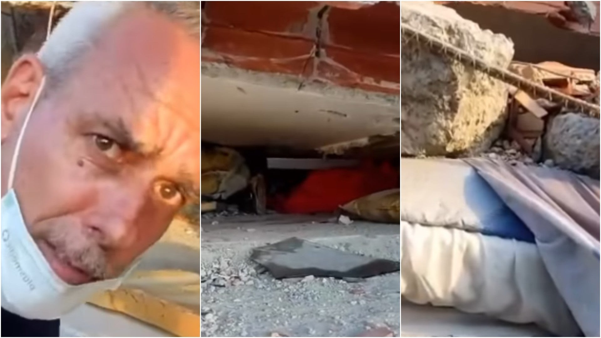 Un hombre pide ayuda para sacar el cadáver de su hermano atrapado entre los escombros en un edificio en La Guaira, Venezuela. - Fotos: Instagram