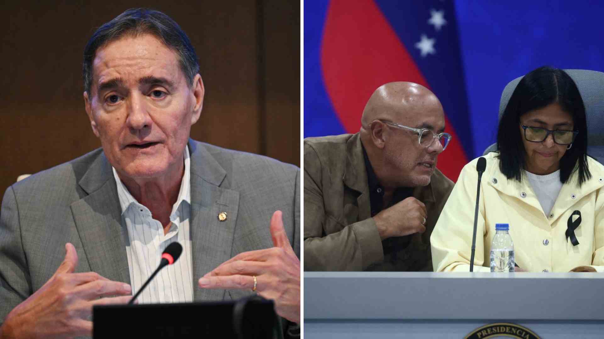 Jarbas Barbosa, Jorge Rodríguez y Delcy Rodríguez - AFP