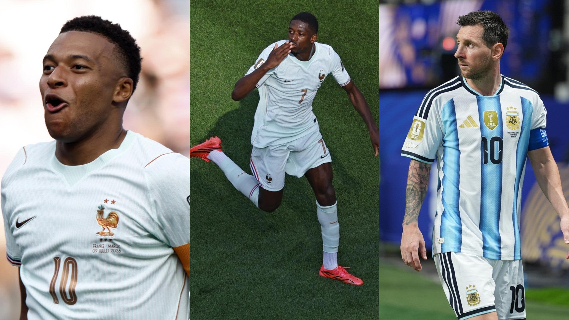 Kylian Mbappé, Ousmane Dembélé y Lionel Messi. (EFE)