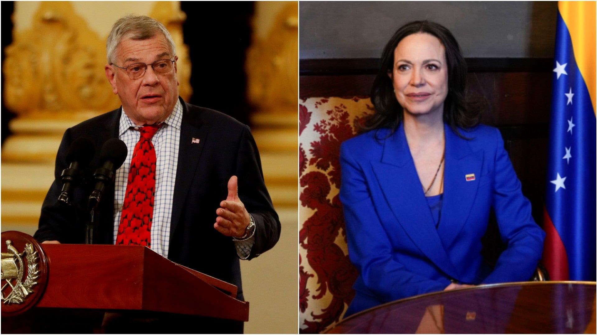 Subsecretario de Estado para Asuntos del Hemisferio Occidental, Michael Kozak / Premio Nobel de Paz, María Corina Machado - Fotos: EFE