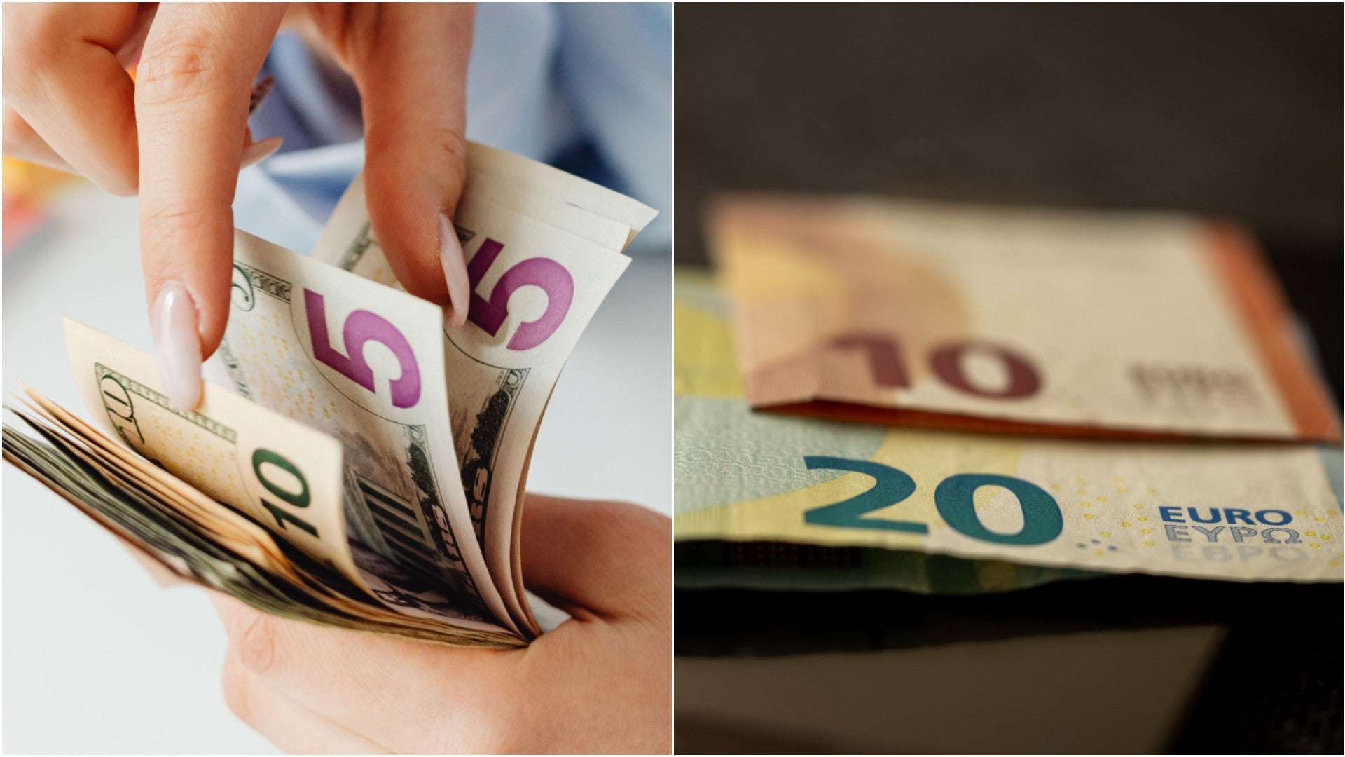 Billetes de dólares y euros - Fotos de referencia: pexels