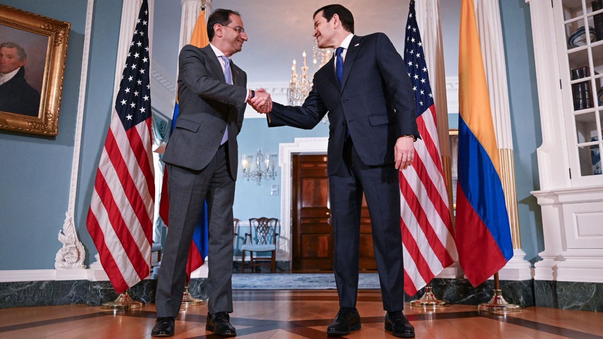José Manuel Restrepo y Marco Rubio - AFP
