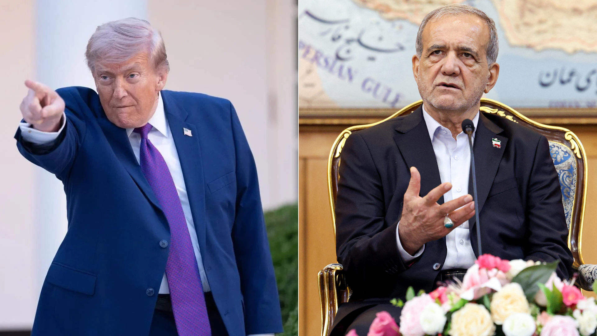 Donald Trump y el líder del régimen de Irán, Masoud Pezeshkian | Foto: EFE-AFP