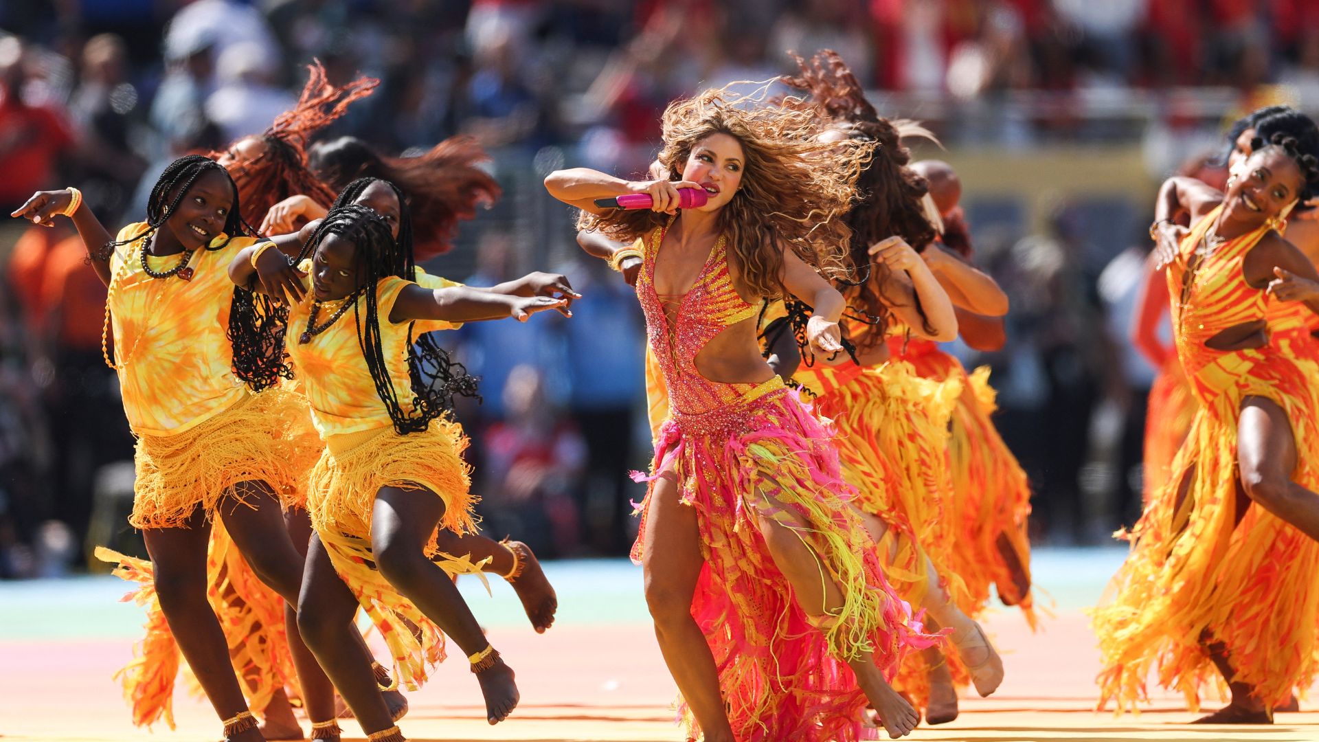 Shakira en el show de medio tiempo del mundial de la FIFA-Foto: AFP