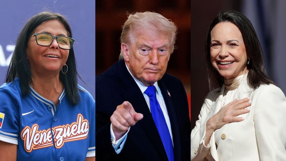 Delcy Rodríguez, Donald Trump, María Corina Machado