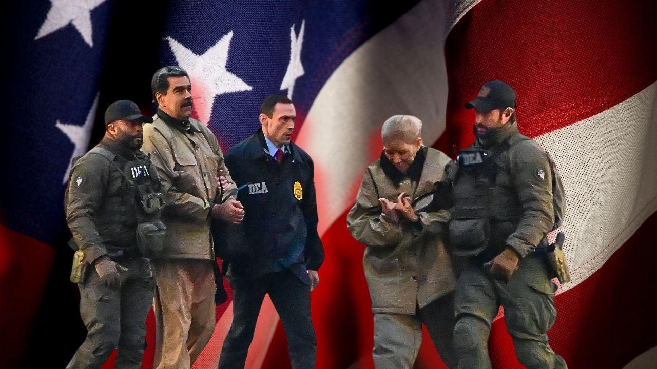 Nicolás Maduro y Cilia Flores con la DEA - Foto EFE/ Bandera EE. UU. - Foto Canva