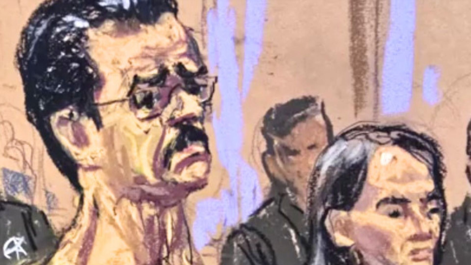 Boceto de la tercera audiencia de Nicolás Maduro ante una corte de Nueva York - Foto Reuters