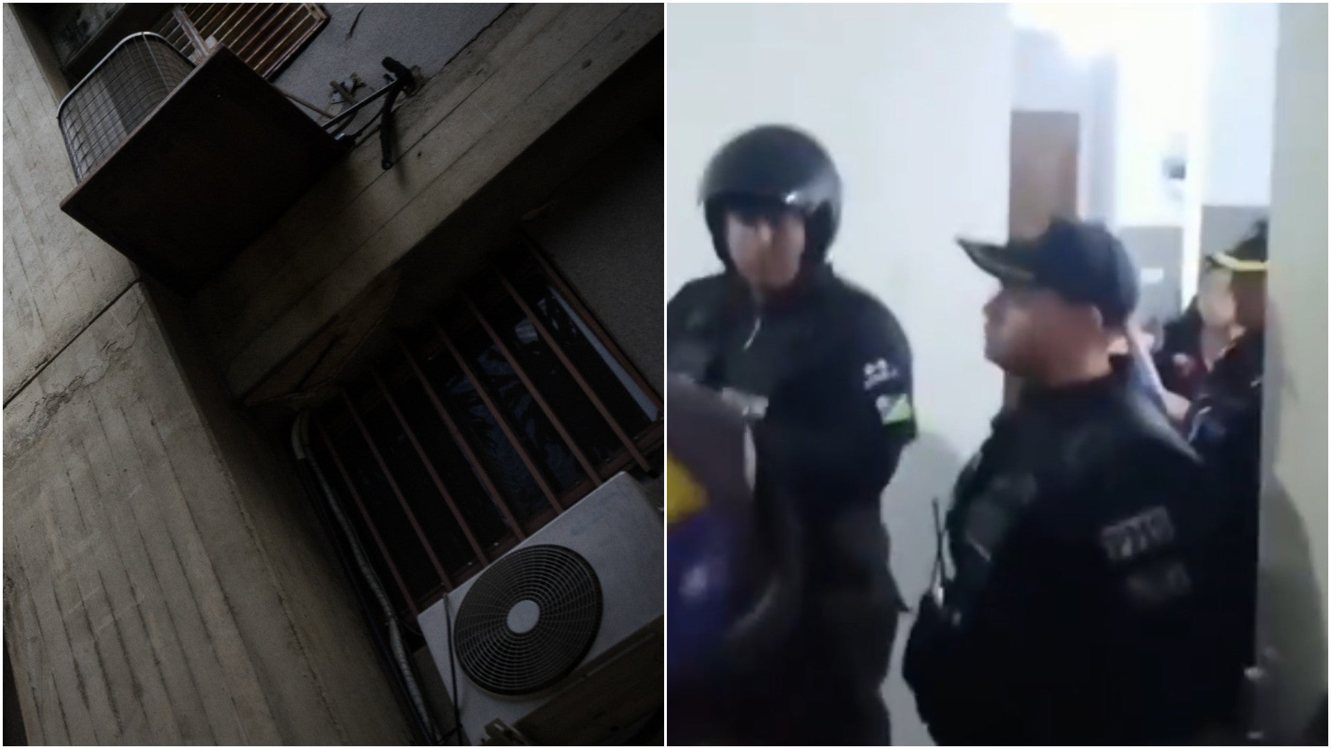 Edificio en Caracas, Venezuela - Policías venezolanos mediando en una invasión- Fotos: EFE / X