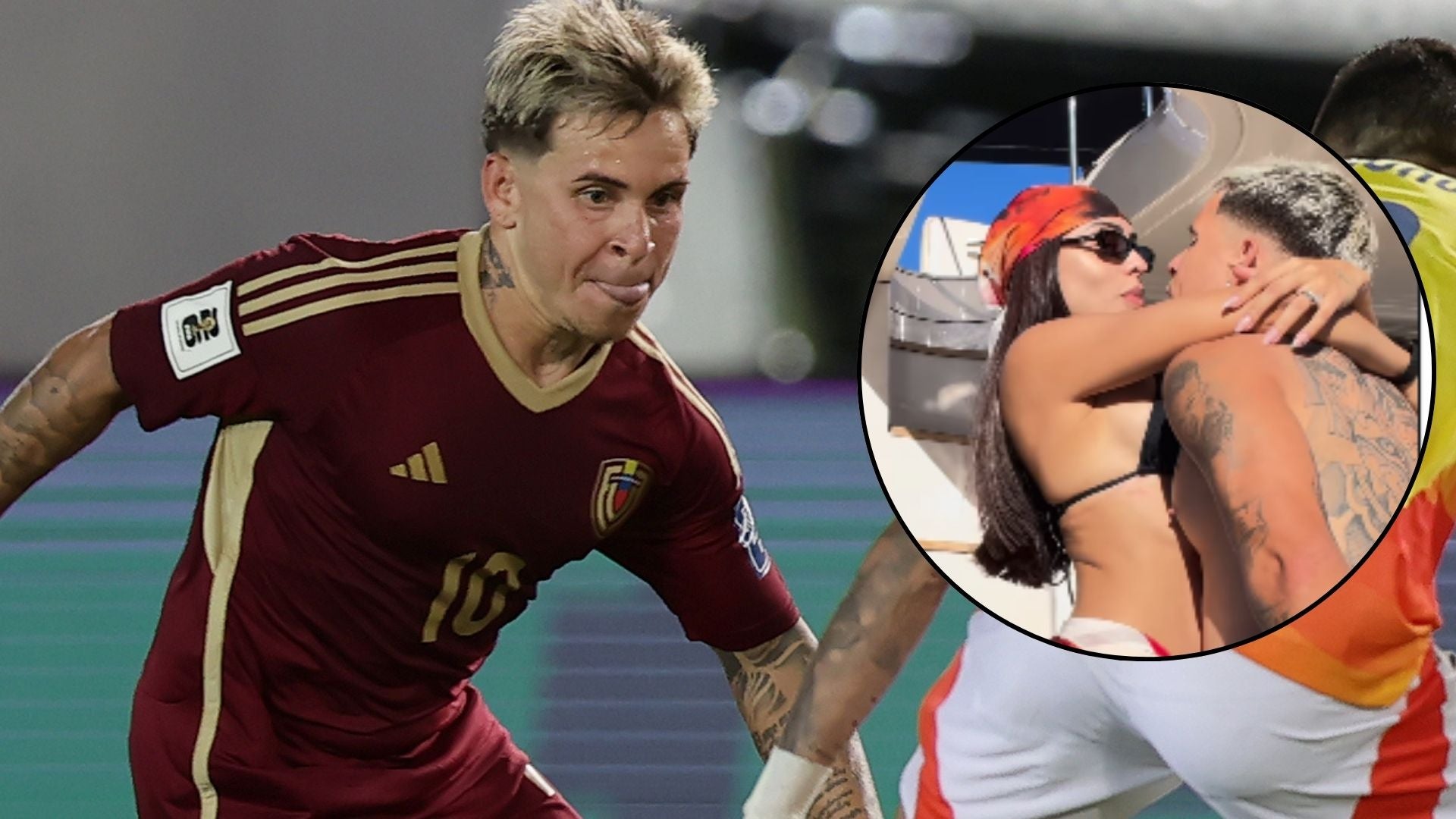 Yeferson Soteldo, futbolista venezolano, y su esposa, la modelo y empresaria colombiana - Fotos: EFE / Instagram