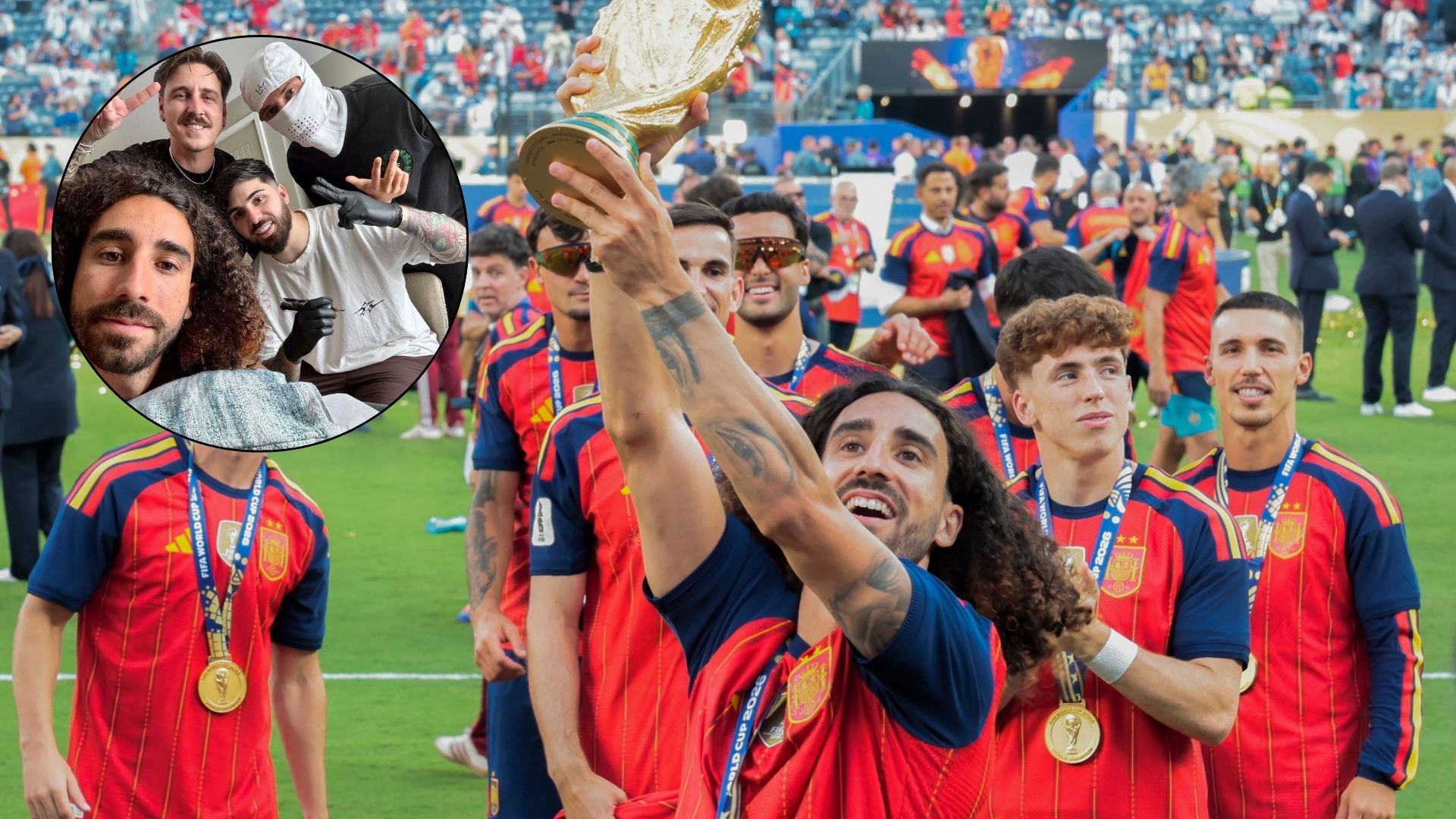 Marc Cucurella se tatuó la cara de Luis de la Fuente - EFE