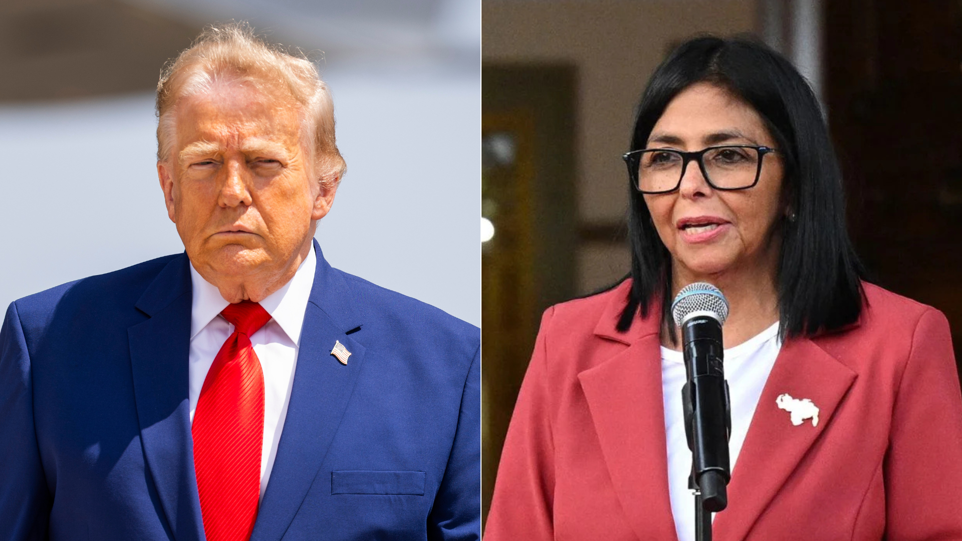 Donald Trump y Delcy Rodríguez- Fotos EFE-AFP