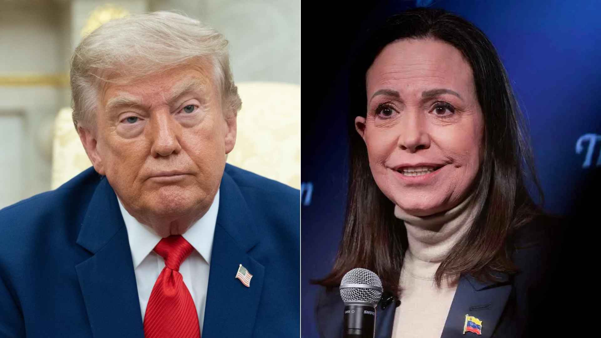 Donald Trump/ María Corina Machado - Fotos AFP