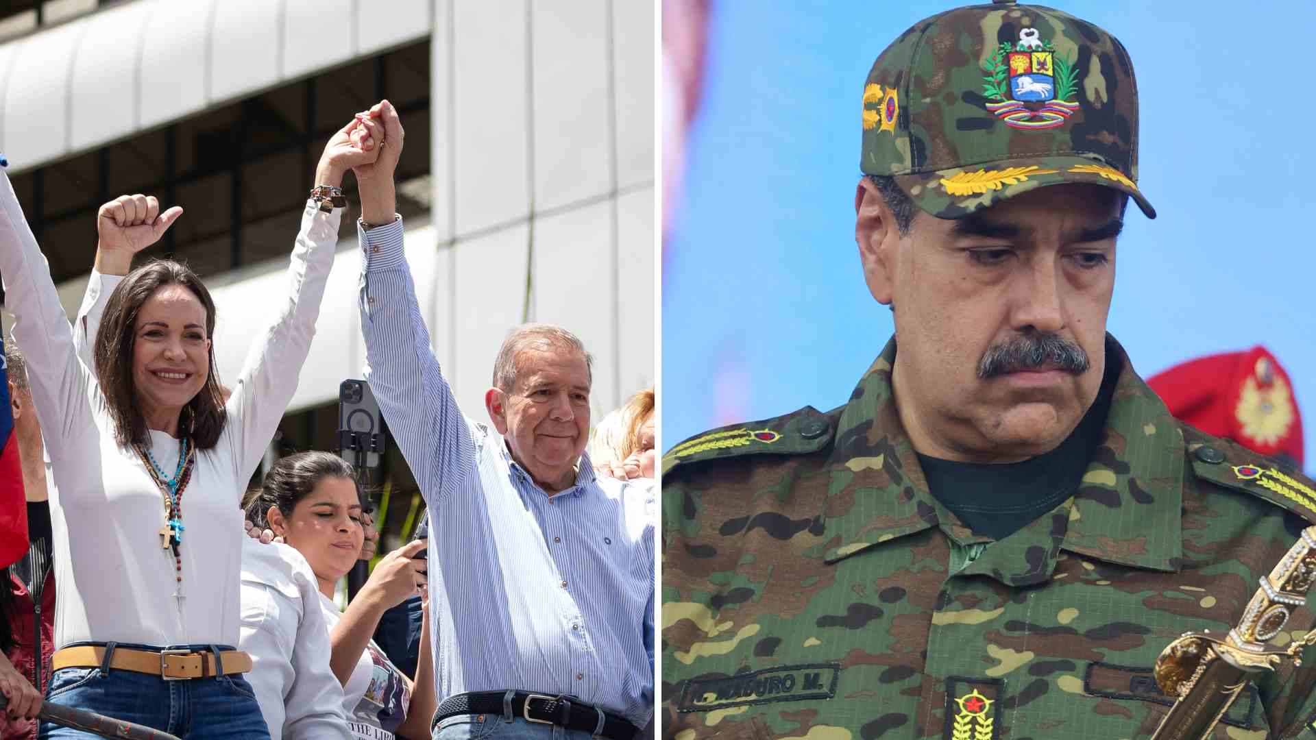 María Corina Machado, Edmundo González y Nicolás Maduro - EFE