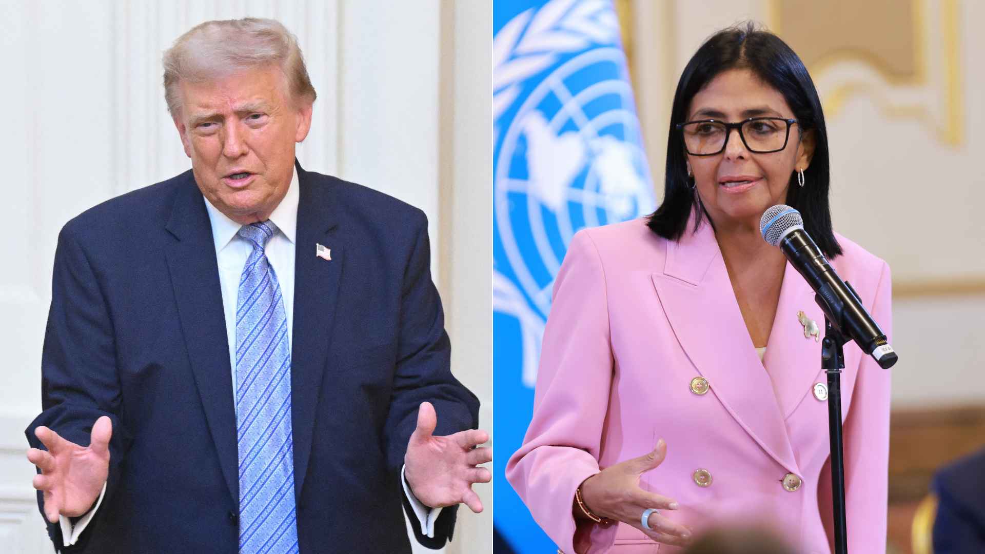 Donald Trump/ Delcy Rodríguez - Fotos EFE