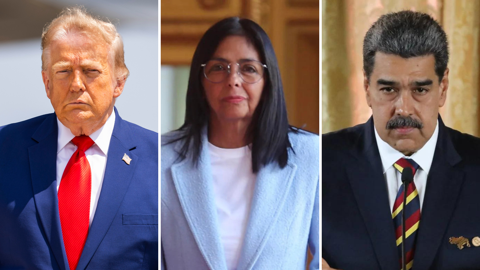 Donald Trump, Delcy Rodríguez y Nicolás Maduro - Foto: EFE