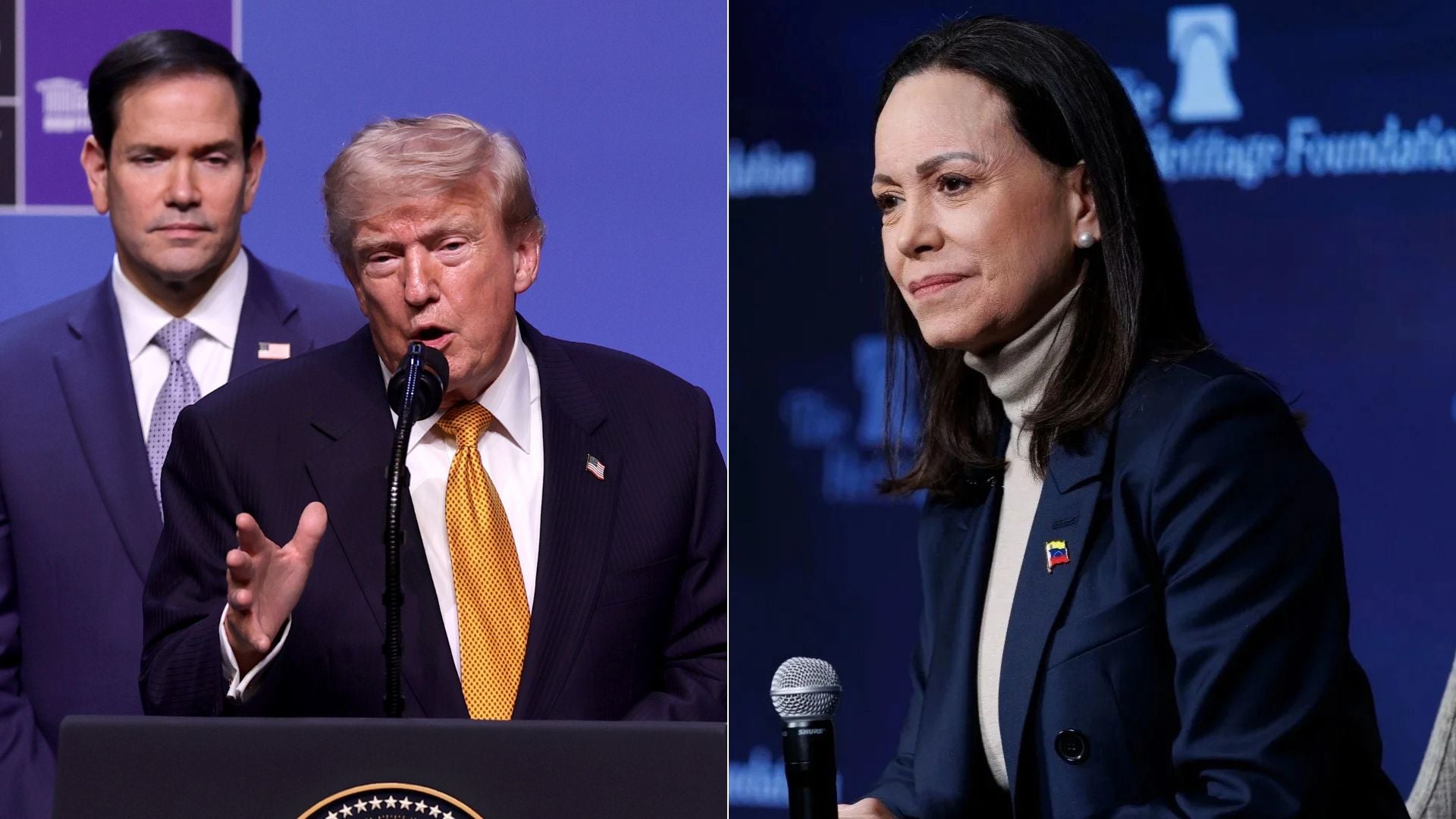 Rubio y Trump/ María Corina Machado - Fotos EFE