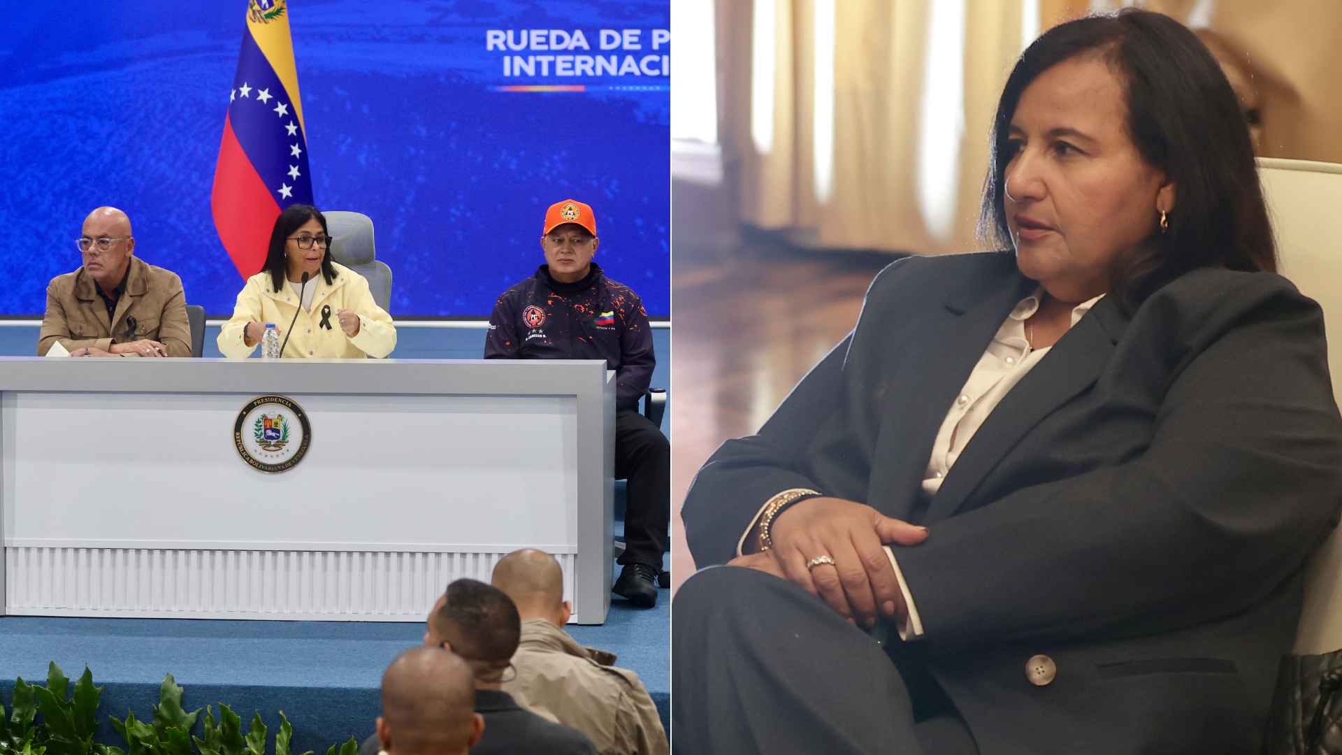Jorge Rodríguez, Delcy Rodríguez, Diosdado Cabello y Dinorah Figuera - Fotos EFE