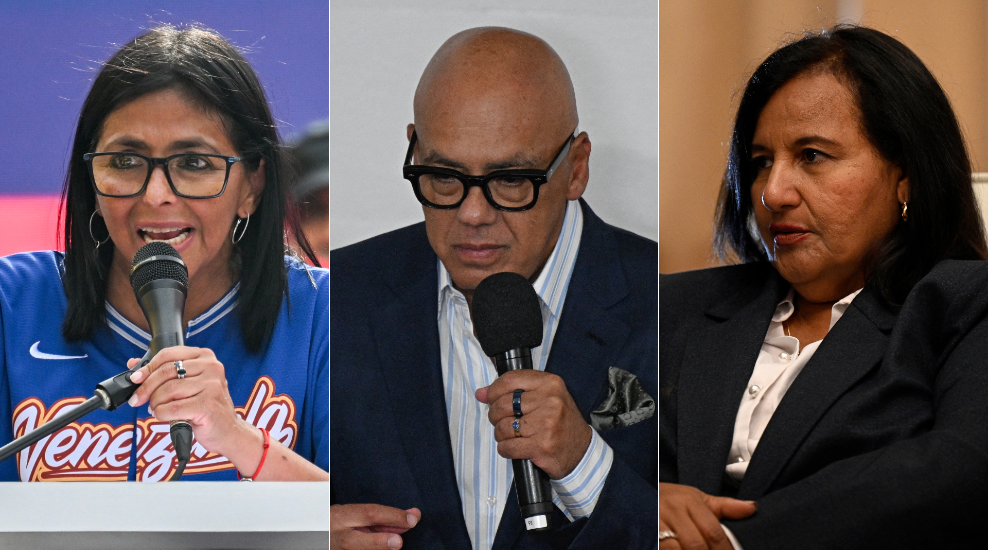 Delcy Rodríguez, Jorge Rodríguez y Dinorah Figuera | Foto: AFP