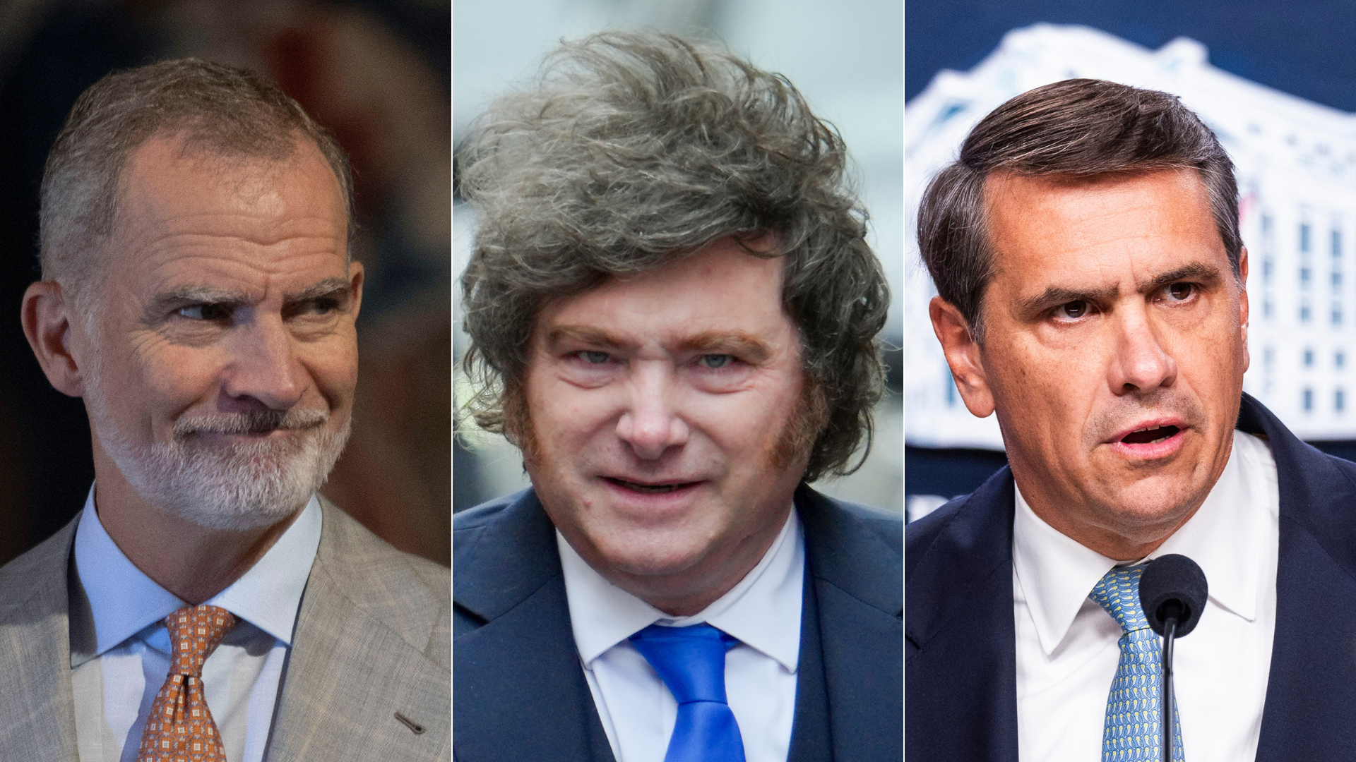 Rey Felipe VI, Javier Milei y Todd Blanche | Foto: EFE
